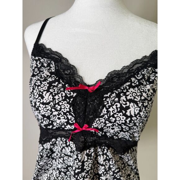 Y2k Marilyn Monroe Black Babydoll Tank Top Sz M Coquette Lace Trim Romantic - Picture 2 of 8